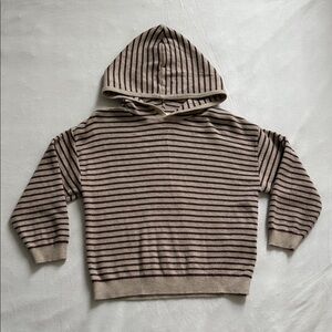 Zara Beige and Brown Striped Knit Hoodie Size 3 Years